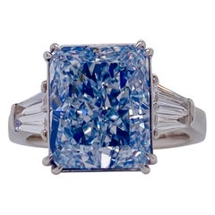 Vintage Emilio Jewelry GIA Certified 7.02 Carat Natural Blue Diamond Ring
