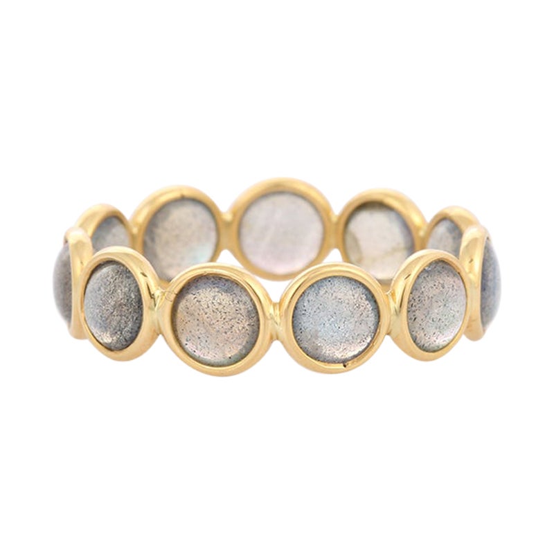 For Sale:  18k Solid Yellow Gold Labradorite Eternity Band Ring
