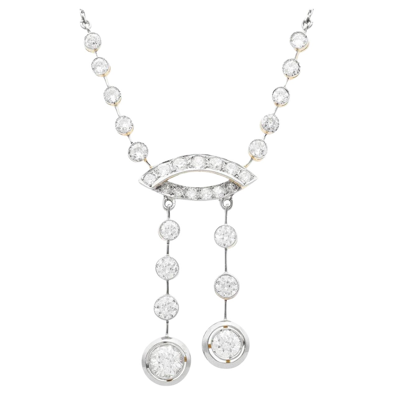 Antike Halskette aus Gelbgold mit 4,13 Karat Diamanten und Gelbgold im Angebot
