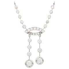 Antique 4.13 Carat Diamond and Yellow Gold Necklace