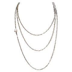 Long 18 K White Gold Diamonds by the Yard Necklace