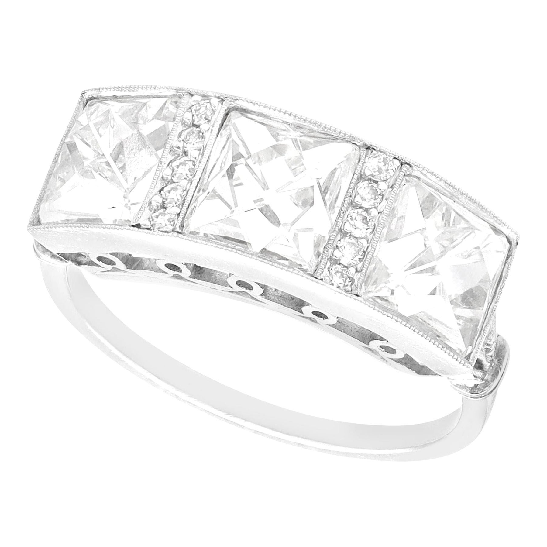 3.84 Carat Diamond and Platinum Trilogy Engagement Ring For Sale