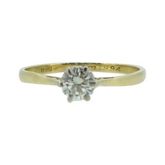 Vintage Engagement Ring Set with Solitaire Diamond in White Claw Mount