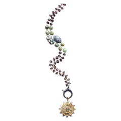 Clarissa Bronfman Quartz Diamond Opal Aquamarine Topaz 14k Gold Rosary Necklace
