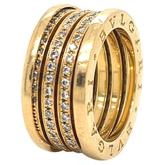 Bvlgari B Zero 1 Yellow Gold Ring Three Row with Diamonds