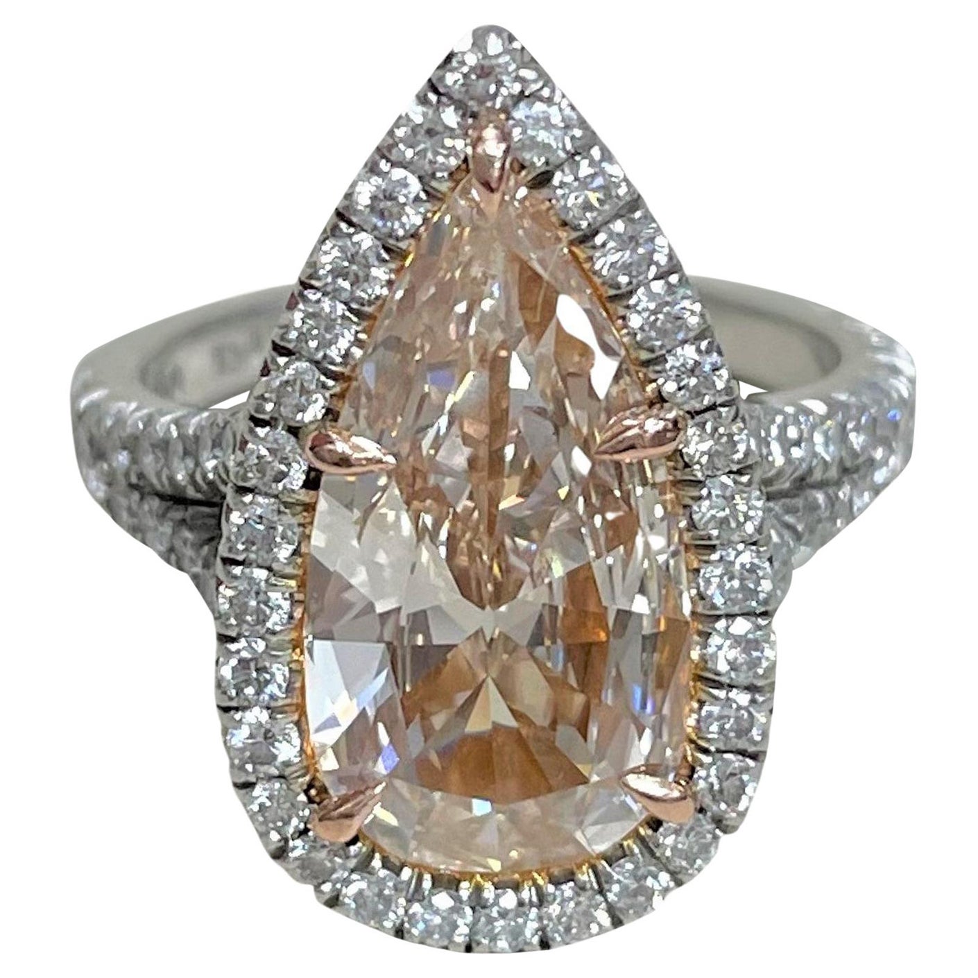 Rose Engagement Ring 3.03 Ct Brownish Orange VS1 Diamond in Platinum