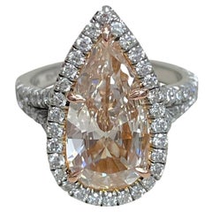 Rose Engagement Ring 3.03 Ct Brownish Orange VS1 Diamond in Platinum