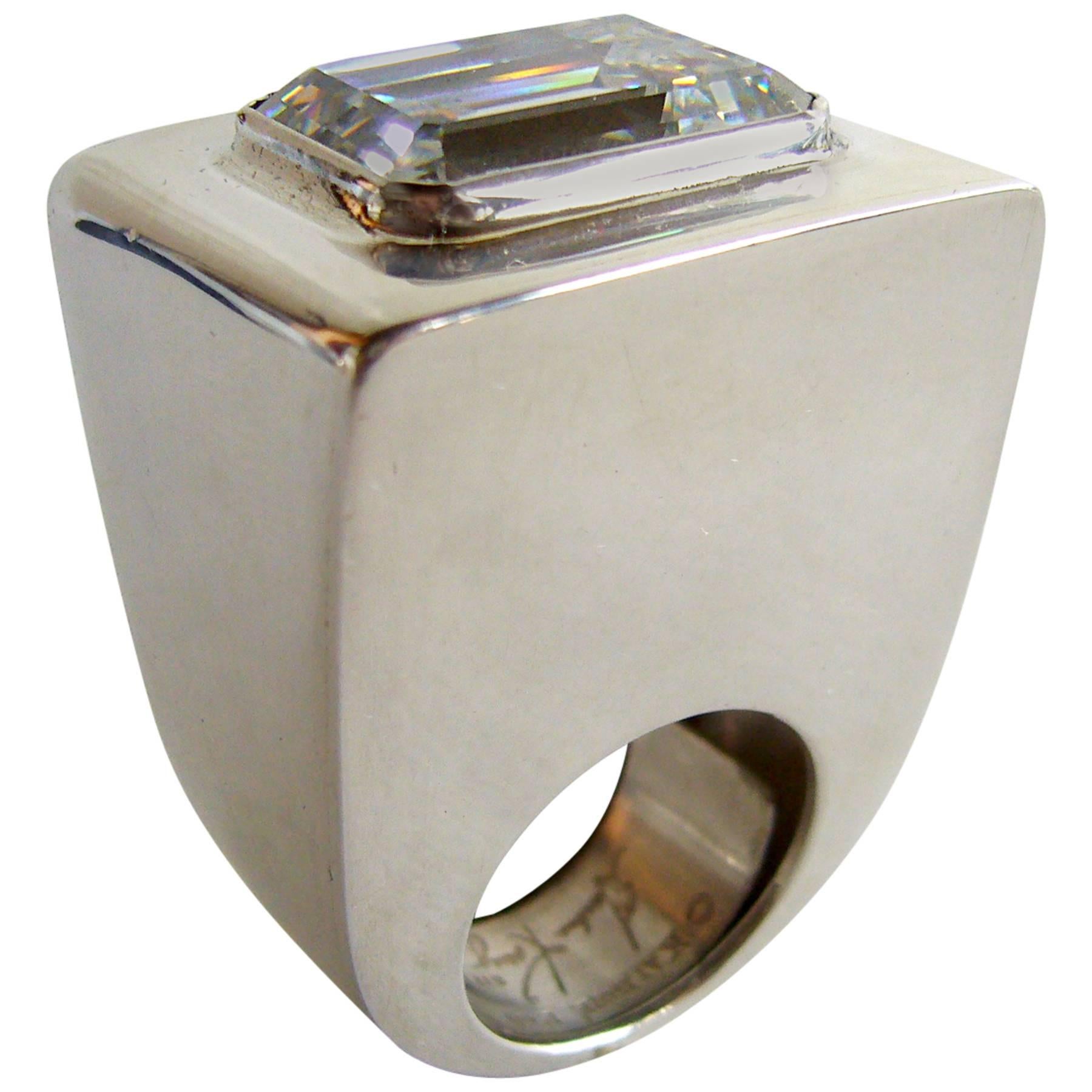 Kalibré Crystal Sterling Silver Cubed Ring