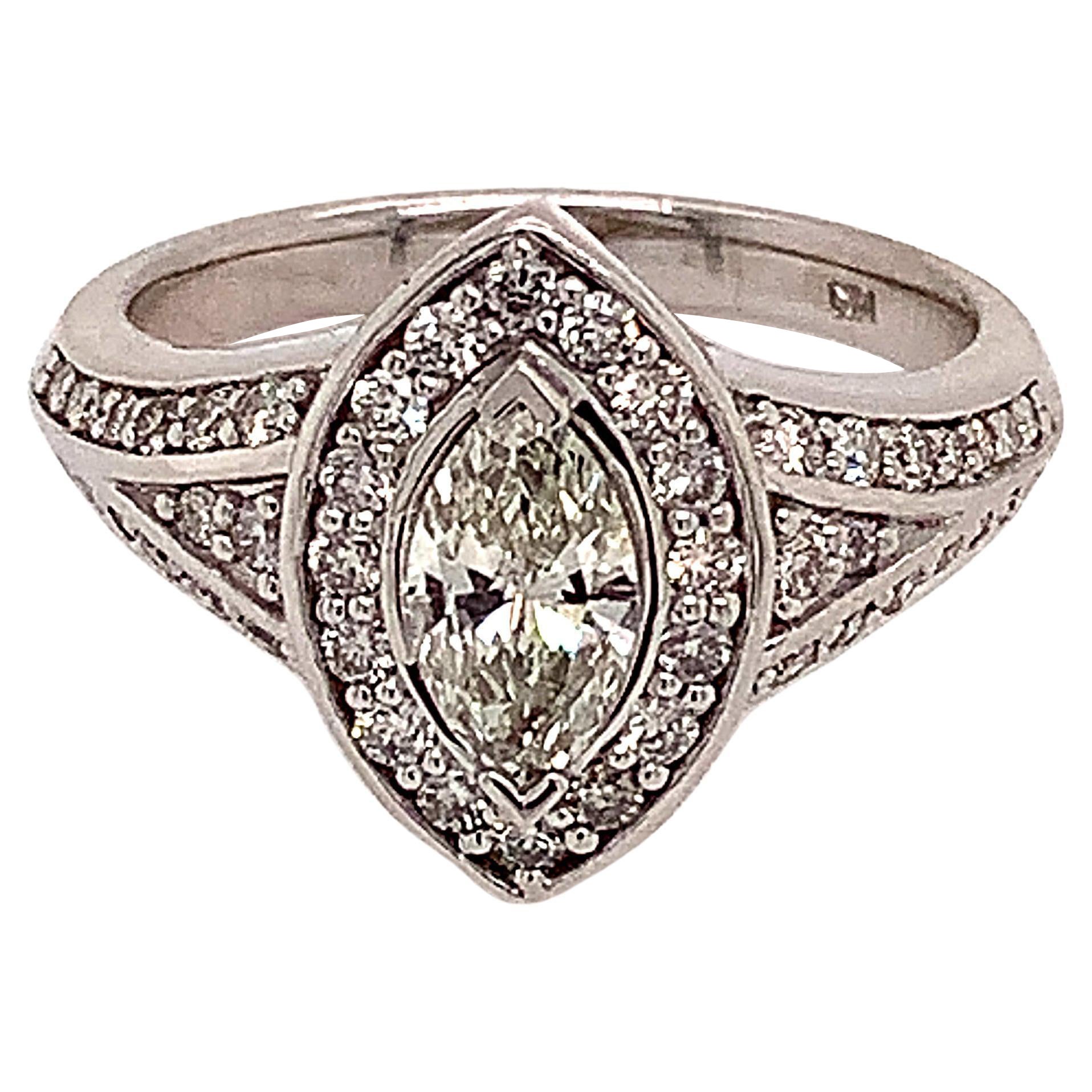 Diamond Ring 14k White Gold 0.45 TCW 4.88g Certified For Sale