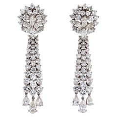 Vintage Platinum 15 Carats Chandelier Diamond Drop Earrings