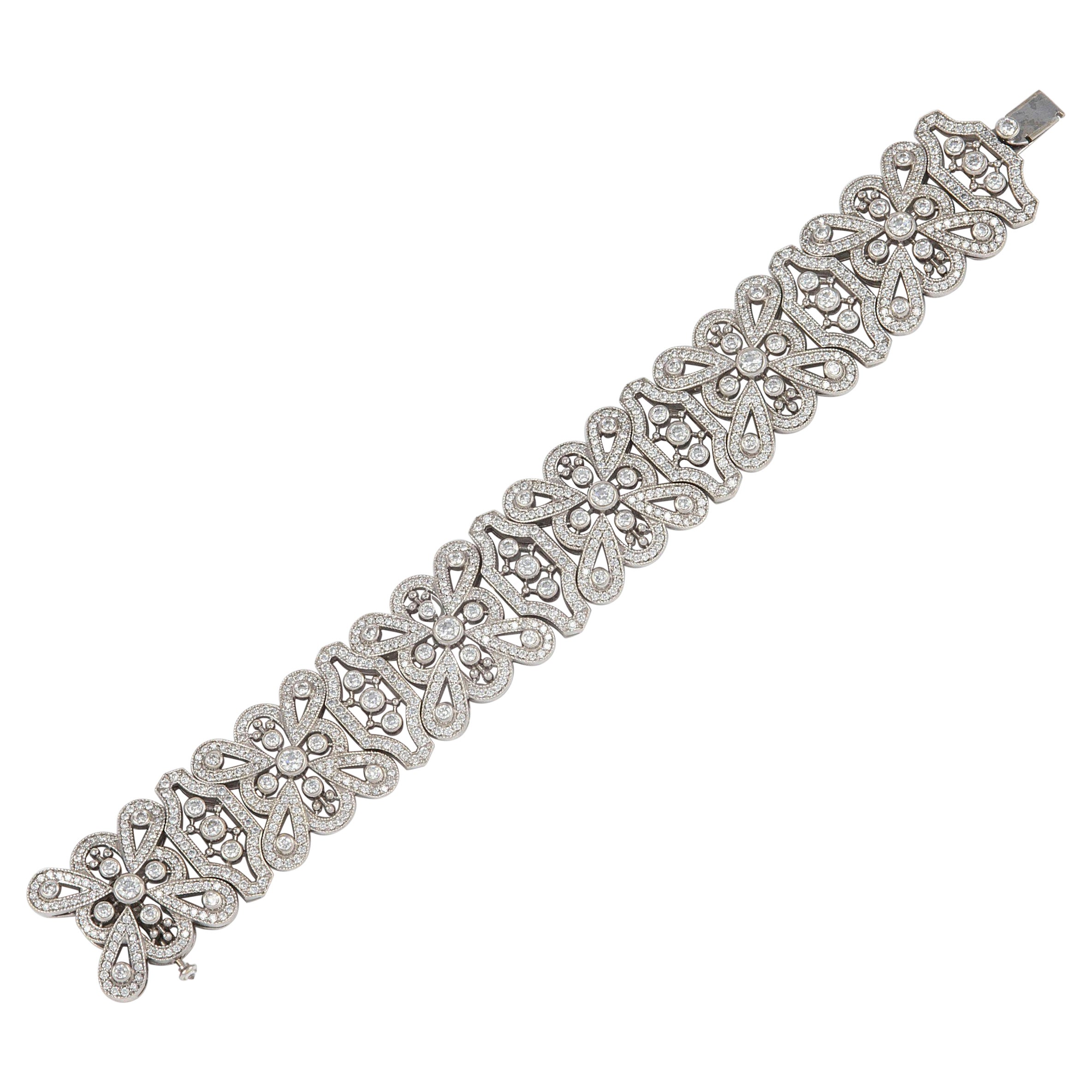 Wide Diamond Link Bracelet For Sale