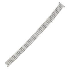 18kt White Gold Four Row Princess-Cut and Baguette Diamond Link Bracelet 