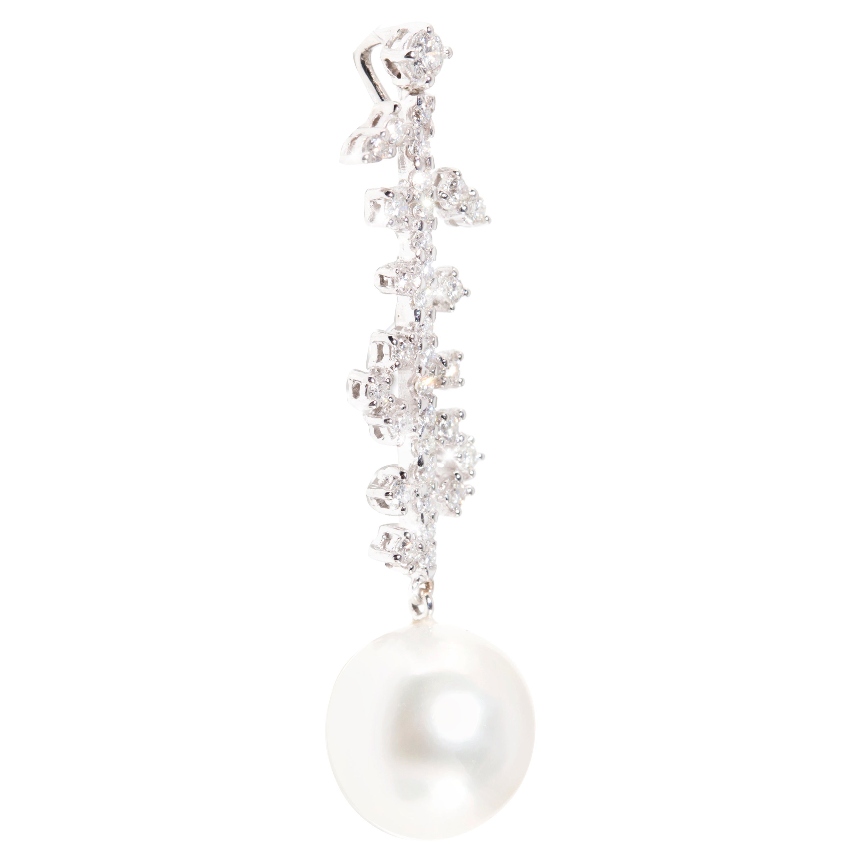 South Sea Pearl and White Diamond Pendant in 18 Carat White Gold