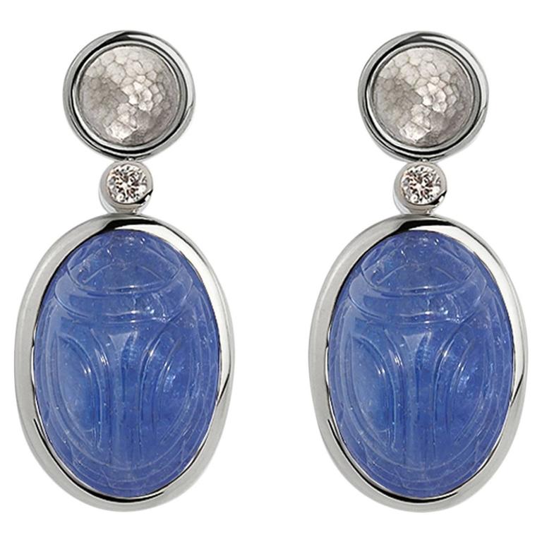 Colleen B. Rosenblat Tanzanite Brilliant Cut Diamond Gold Earrings at ...