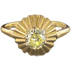 0.50 Carat Fancy Yellow Diamond Gold Solitaire Ring 8