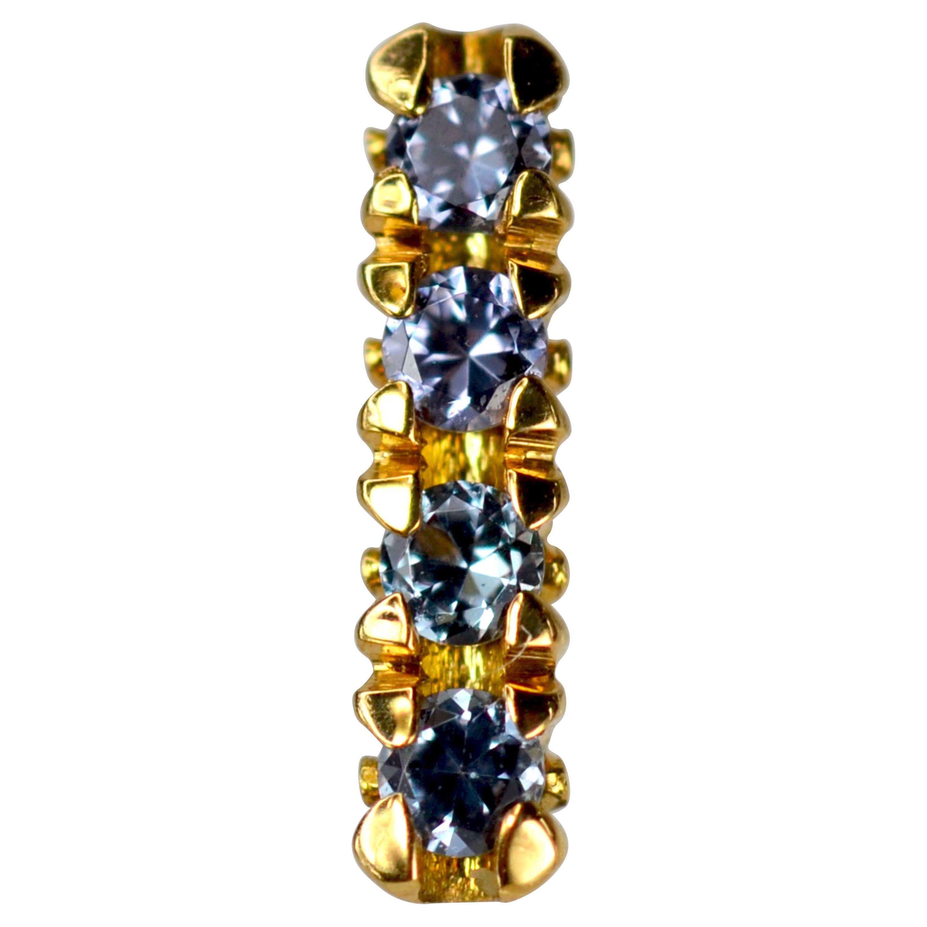 Blue Garnet Earring Stud in 18 Karat Yellow Gold