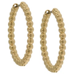 18 Karat Yellow Gold Ball Hoop Earrings