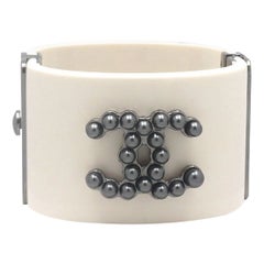 Chanel Lucite Pearl Cuff Bracelet
