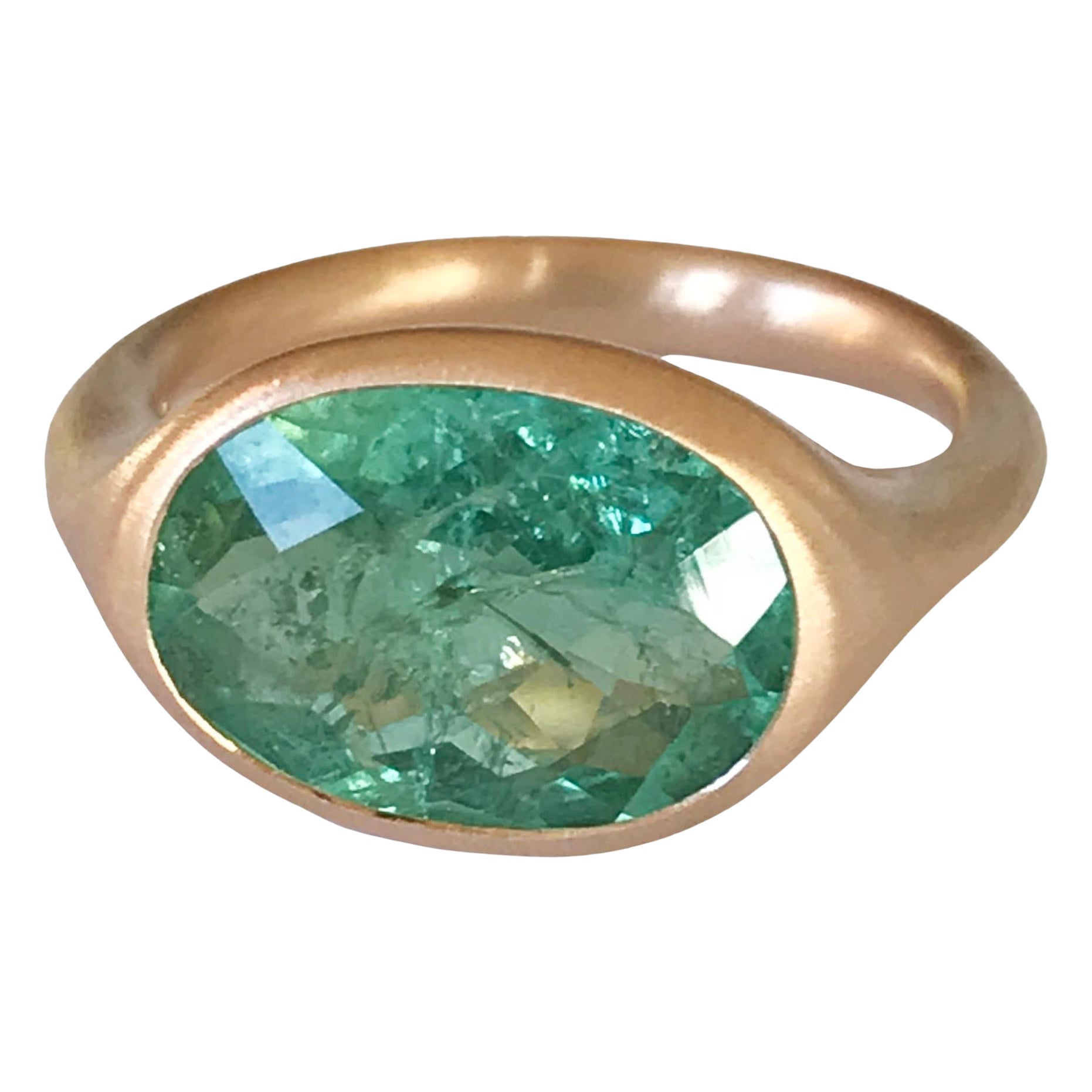 Dalben Design Oval Green Tourmaline Rose Gold Ring For Sale