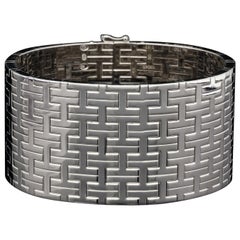Hermes Bold 18ct White Gold Cuff Bracelet from the Kilim Collection, Circa 2000