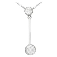 Antique 1.68 Carat Diamond and White Gold Necklace