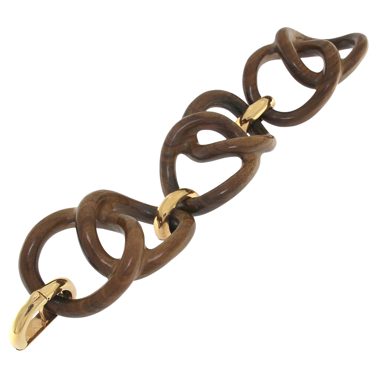Roberta Collection Bracelet 18 Karat Yellow Gold and Rosewood For Sale