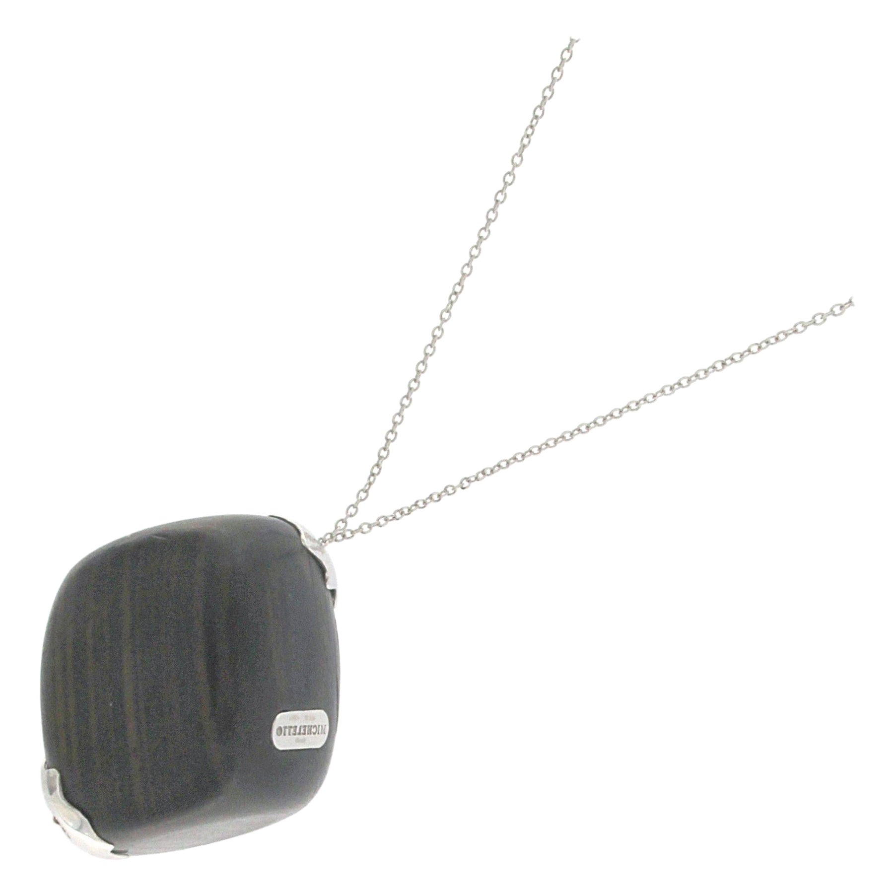 Collana in legno di ebano in oro bianco 18 carati