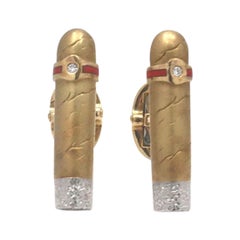 Yellow Gold & Platinum Diamond Cigar Cufflinks