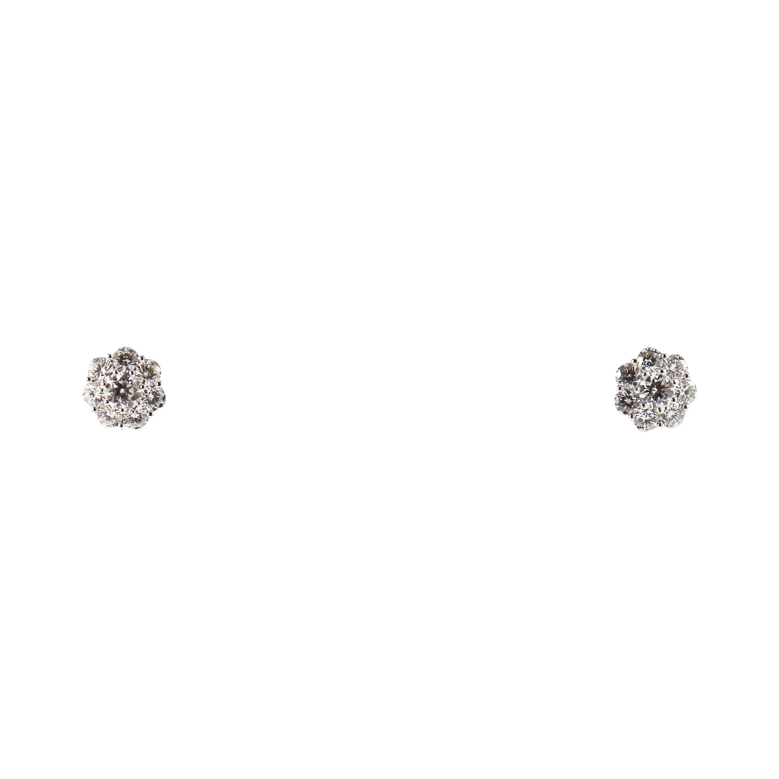 Modern Floral Diamond White Gold Cluster Stud Earrings For Sale