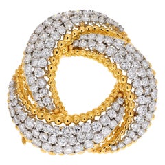 David Webb Platinum & 18K Yellow Gold 15 Carats Diamond Swirl Knot Brooch