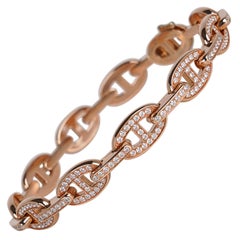 Hermes Diamond Chaine d'ancre Enchainee 18k Rose Gold Bracelet ST