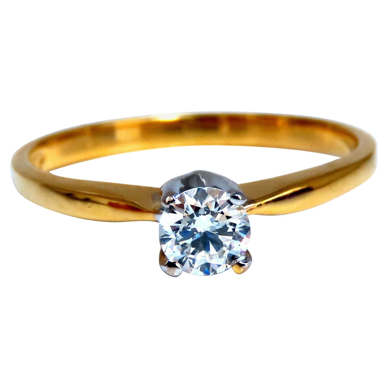 GIA certified .30ct Round Diamond Ring 14kt Classic F/si2 For Sale