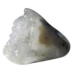 Solid Rock Crystal Ring Clear Quartz Raw Snow White Natural Brazilian Gemstone