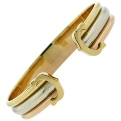 Classic Cartier Trinity Double C Tricolor Gold Cuff Bracelet