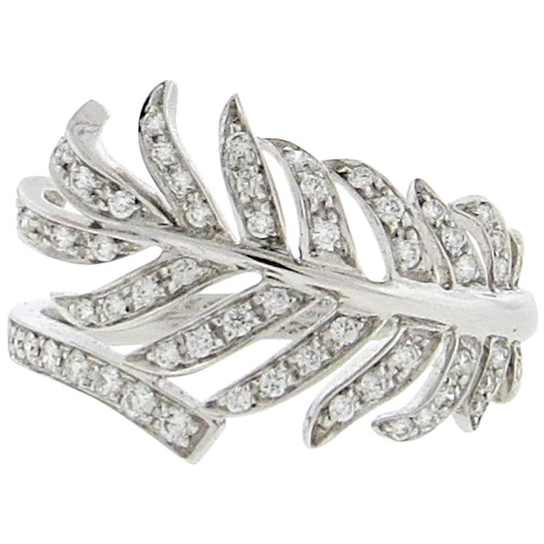 Chanel Plume De Chanel Ring 18k White Gold, Diamonds J4060 - JewelryReluxe