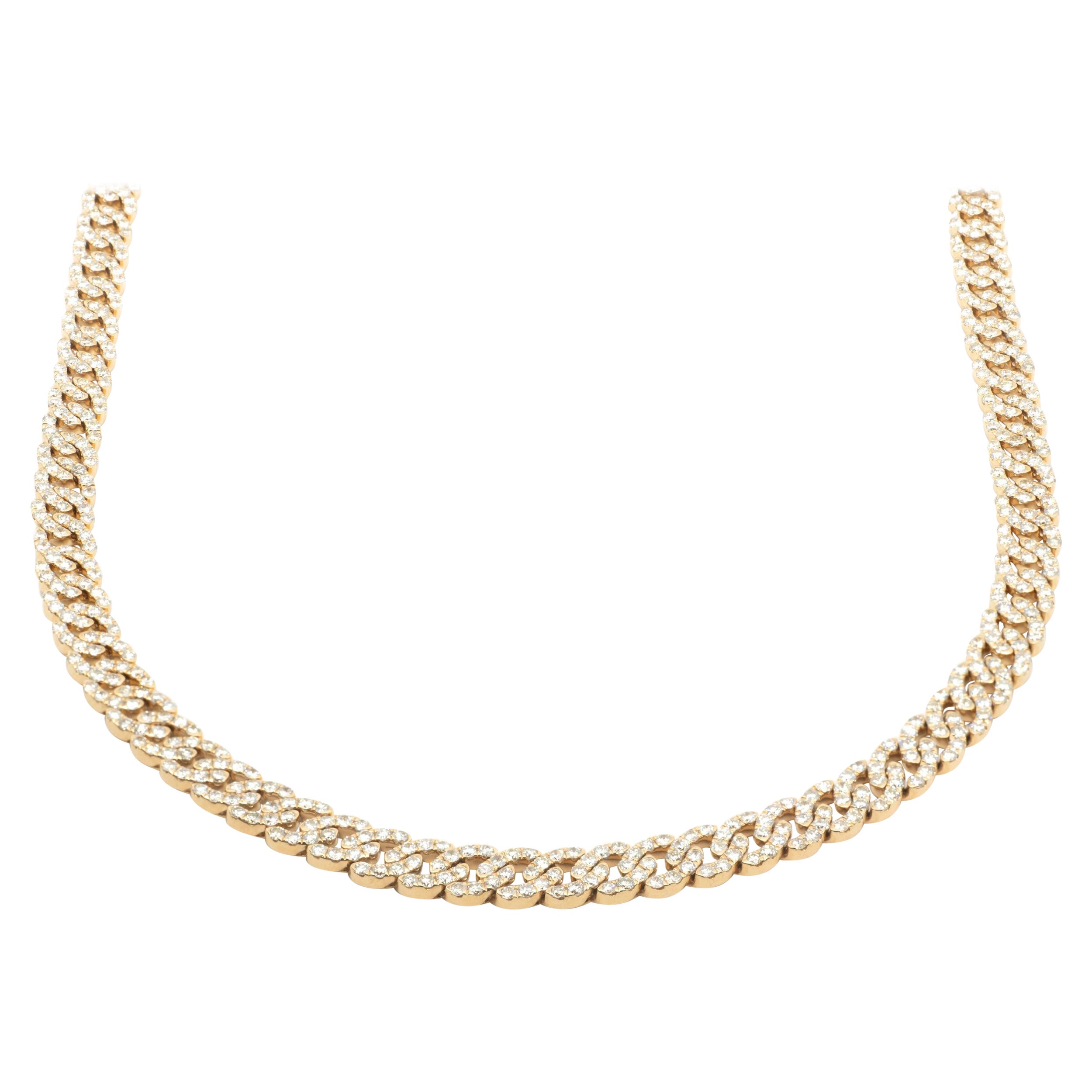 18 Karat Rose Gold Diamond Cuban Link Collar Necklace