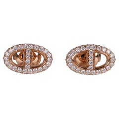 Hermes New Farandole Boucles d'oreilles en or rose avec diamants