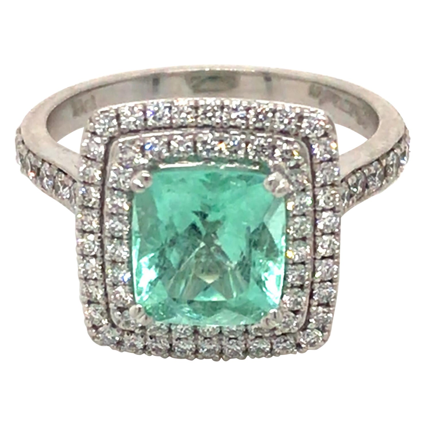 Mint Green Tourmaline and Diamond Ring  For Sale