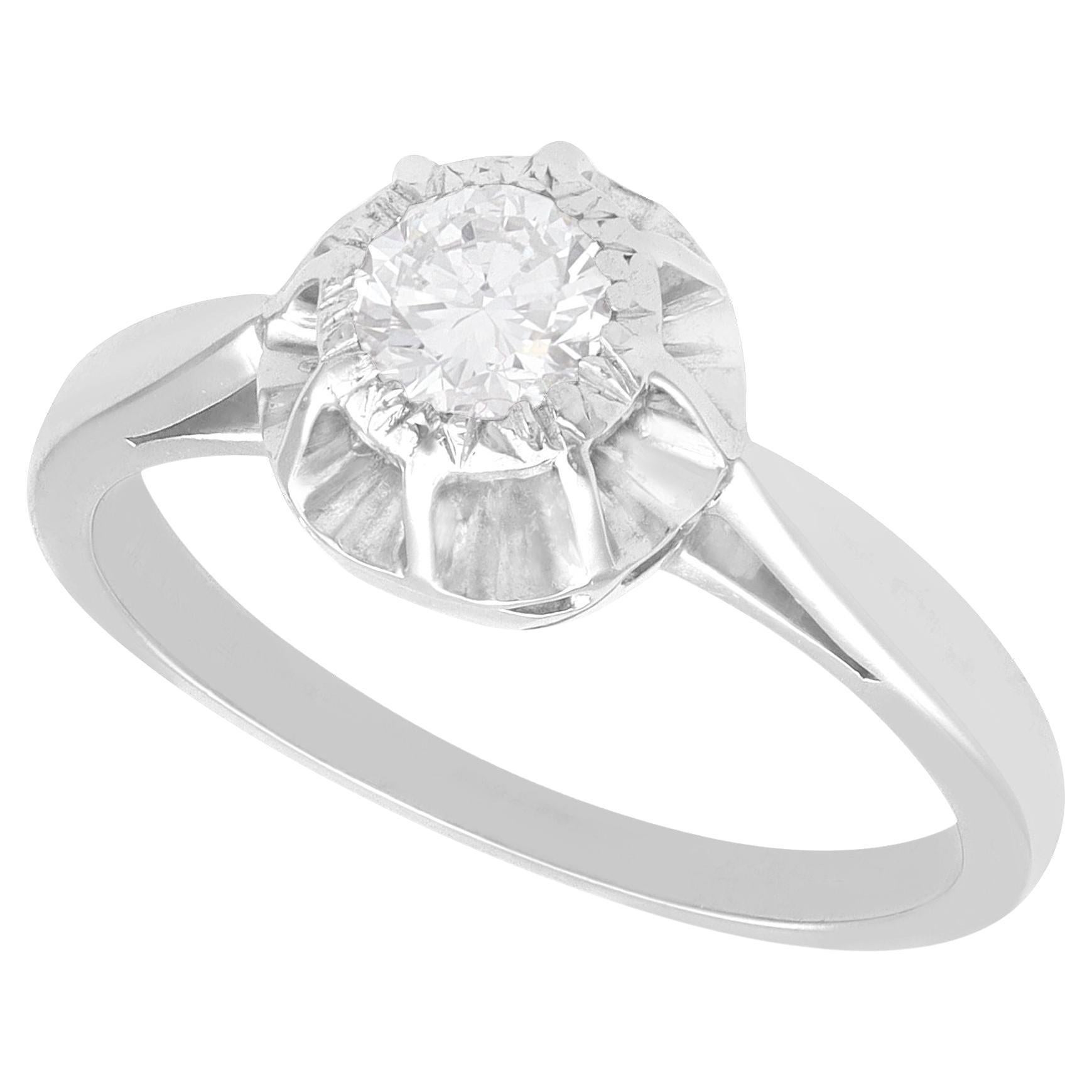 Antique 0.33 Carat Diamond and 18k White Gold Solitaire Ring For Sale