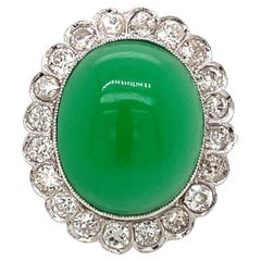 Vintage 13 Carat Jade Diamond Platinum Ring