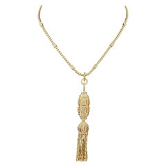 18k Yellow Gold Diamond Tassel Necklace with Removable Pendant Drop