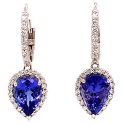 Natural Tanzanite Diamond Earrings 14k Gold 5.85 TCW Certified