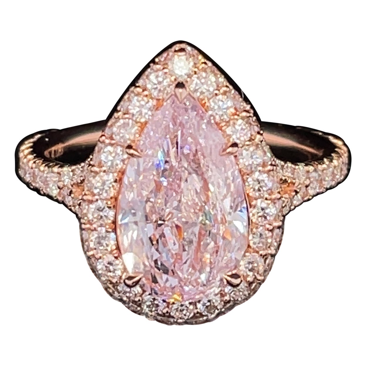 GIA Certified 3.04ct Light Pink, Pear Shape Diamond Ring For Sale