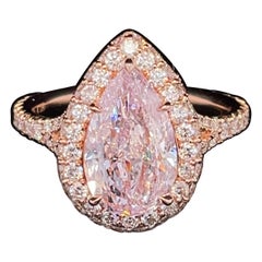 GIA Certified 3.04ct Light Pink, Pear Shape Diamond Ring