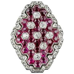 Magnificent Art Deco Ruby Diamond Platinum Ring