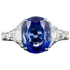 3.54 Carat GIA Cert No-Heat Sapphire Diamond Platinum Ring