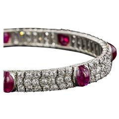 Art Deco No-Heat Burmese Ruby Diamond Platinum Bracelet