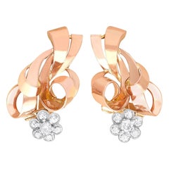Antike 1,00 Karat Diamant-Roségold-Ohrclips um 1930