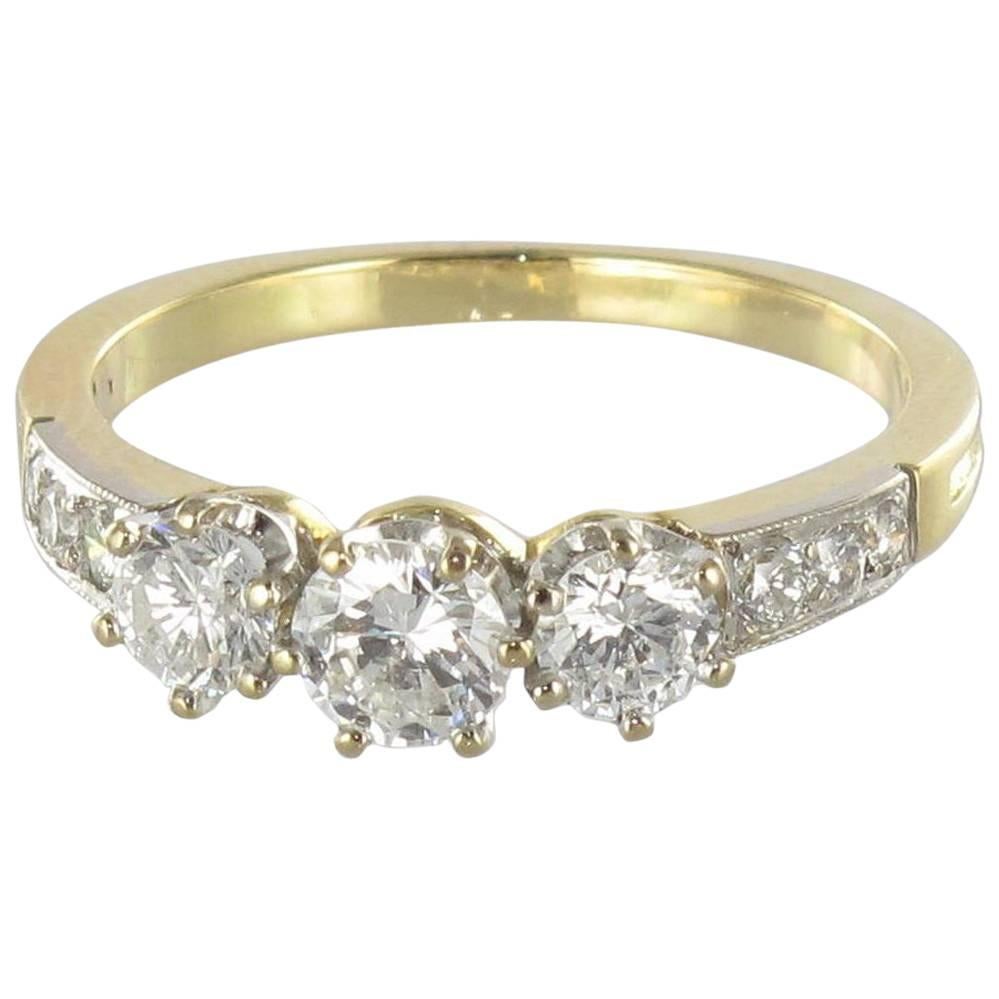 Diamond Gold Trinity Engagement Ring 