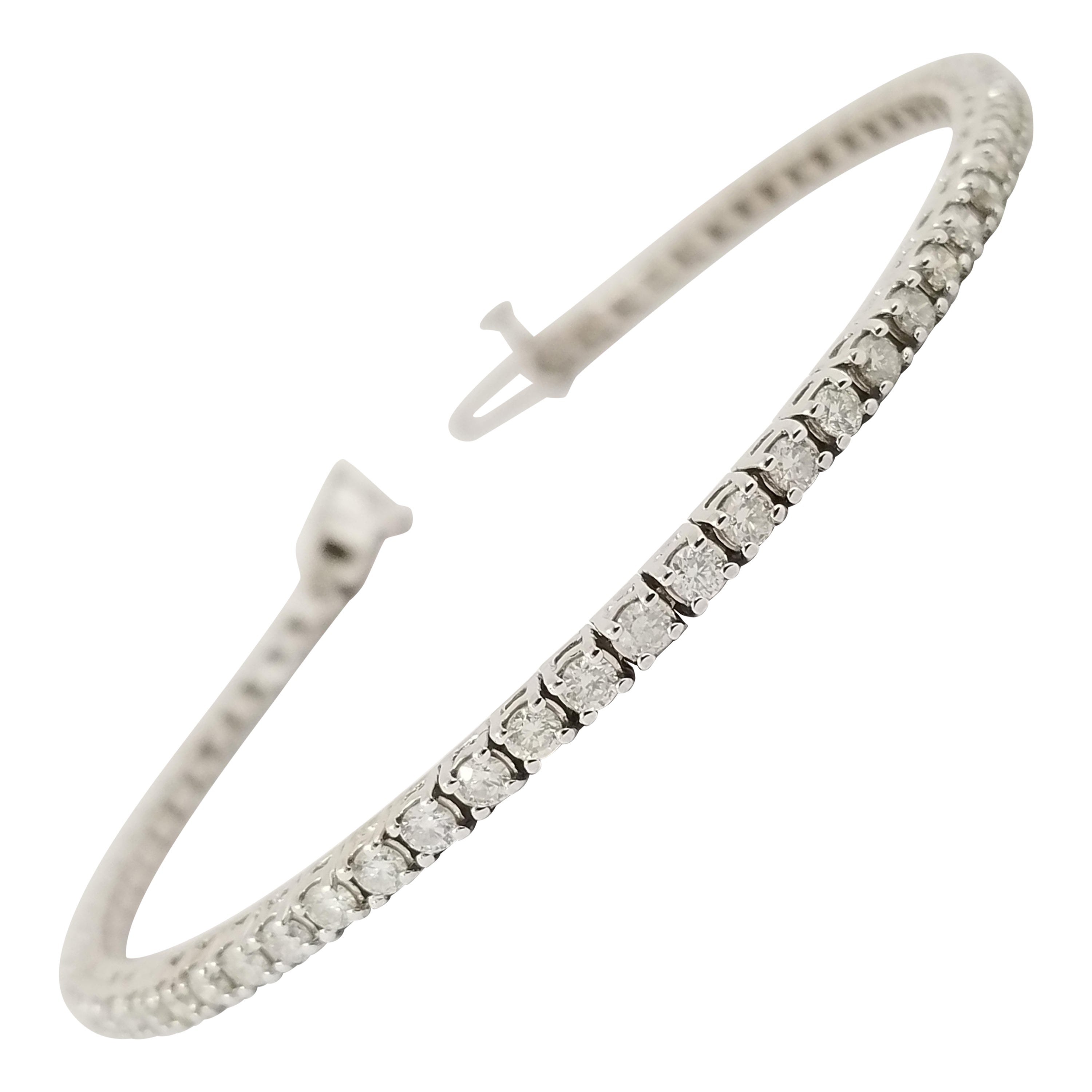 2.80 Carat Round Brilliant Cut Diamond Tennis Bracelet 14 Karat White Gold